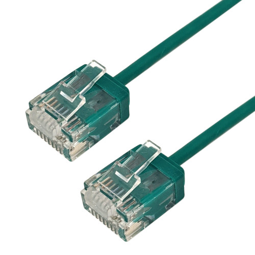 Cat6 UTP Micro-Thin Molded Patch Cable - 32AWG - Riser CMR - Green - 5ft