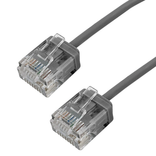 Cat6 UTP Micro-Thin Molded Patch Cable - 32AWG - Riser CMR - Grey - 6ft