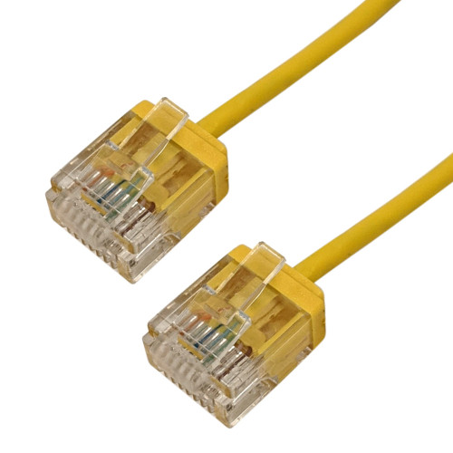 Cat6 UTP Micro-Thin Molded Patch Cable - 32AWG - Riser CMR - Yellow - 1ft