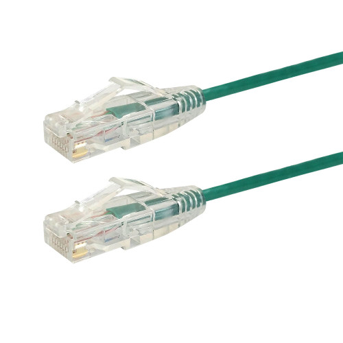 RJ45 Cat6 UTP Ultra-Thin Patch Cable - Premium Fluke® Patch Cable Certified - CMR Riser Rated - Green - 7ft