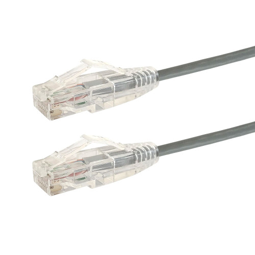 RJ45 Cat6 UTP Ultra-Thin Patch Cable - Premium Fluke® Patch Cable Certified - CMR Riser Rated - Grey - 5ft