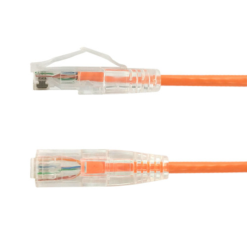 RJ45 Cat6 UTP Ultra-Thin Patch Cable - Premium Fluke® Patch Cable Certified - CMR Riser Rated - Orange - 1ft