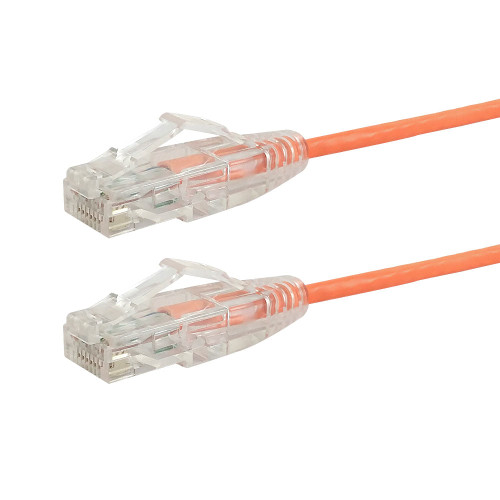 RJ45 Cat6 UTP Ultra-Thin Patch Cable - Premium Fluke® Patch Cable Certified - CMR Riser Rated - Orange - 6ft