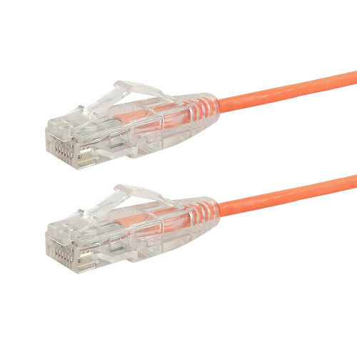 RJ45 Cat6 UTP Ultra-Thin Patch Cable - Premium Fluke® Patch Cable Certified - CMR Riser Rated - Orange - 10ft