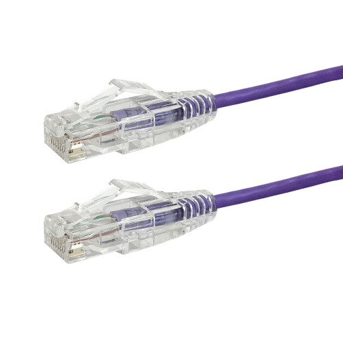 RJ45 Cat6 UTP Ultra-Thin Patch Cable - Premium Fluke® Patch Cable Certified - CMR Riser Rated - Purple - 6 inch