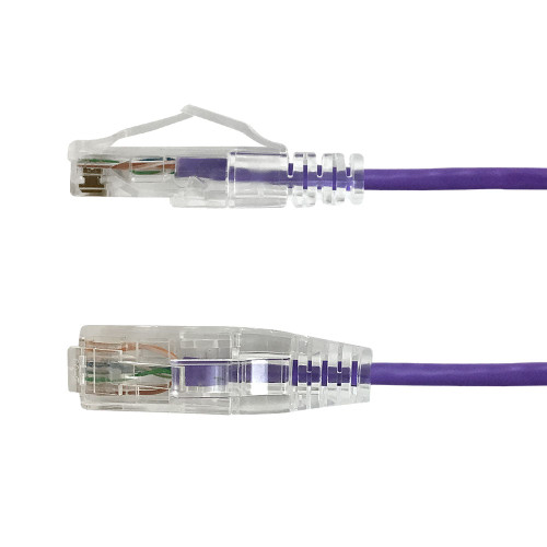 RJ45 Cat6 UTP Ultra-Thin Patch Cable - Premium Fluke® Patch Cable Certified - CMR Riser Rated - Purple - 1ft
