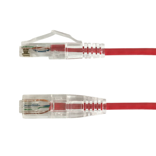 RJ45 Cat6 UTP Ultra-Thin Patch Cable - Premium Fluke® Patch Cable Certified - CMR Riser Rated - Red - 1ft