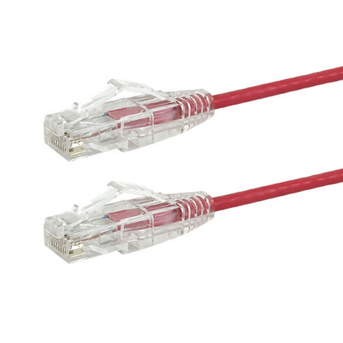 Cat6a UTP 10GB Ultra-Thin Patch Cable - Premium Fluke Patch Cable Certified - CMR Riser Rated - Red - 3ft
