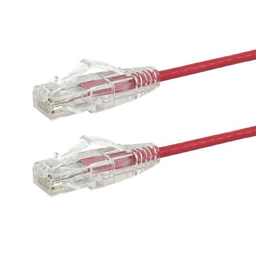 Cat6a UTP 10GB Ultra-Thin Patch Cable - Premium Fluke® Patch Cable Certified - CMR Riser Rated - Red - 4ft