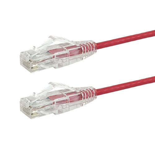 Cat6a UTP 10GB Ultra-Thin Patch Cable - Premium Fluke® Patch Cable Certified - CMR Riser Rated - Red - 5ft