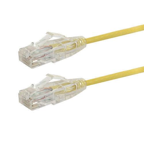 Cat6a UTP 10GB Ultra-Thin Patch Cable - Premium Fluke® Patch Cable Certified - CMR Riser Rated - Yellow - 6 inch