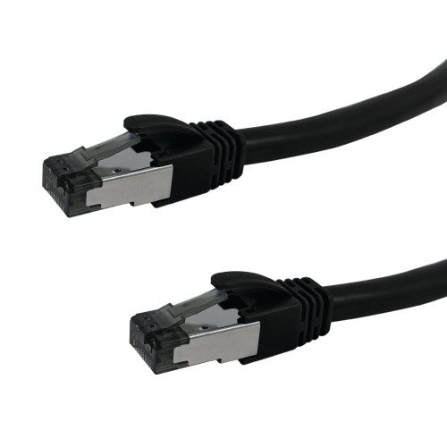 Cat8 S/FTP 40G Shielded Patch Cable - 24AWG - Riser CMR - Black - 7ft