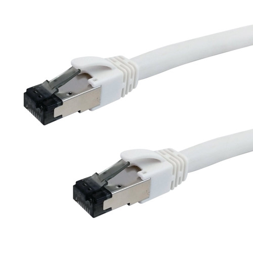 Cat8 S/FTP 40G Shielded Patch Cable - 24AWG - Riser CMR - White - 3ft