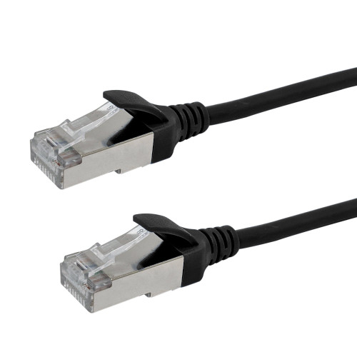 Cat8 FFTP 40G Ultra-Thin Molded Patch Cable - 30AWG - Riser CMR - Black - 15ft