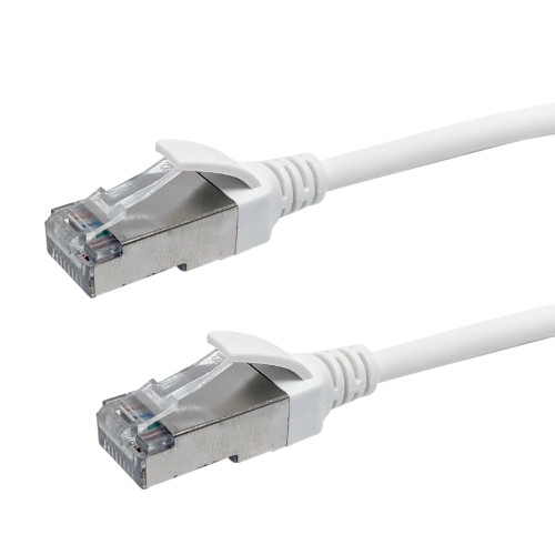 Cat8 FFTP 40G Ultra-Thin Molded Patch Cable - 30AWG - Riser CMR - White - 3ft