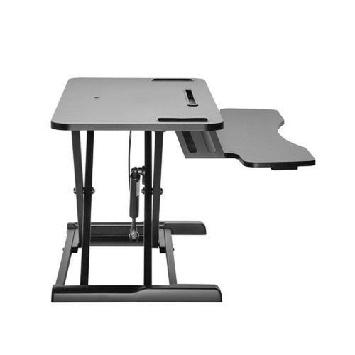 Sit-Stand Desk Workstation Base with Keyboard and Mouse Tray - Black