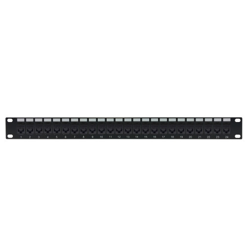 24-Port Cat6a Patch Panel, 19" Rackmount 1U - Pass-Through - Black