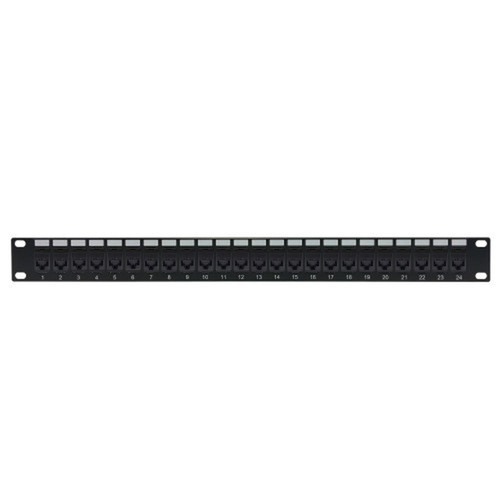 24-Port Cat6a Patch Panel 19 Rackmount 1U - Pass-Through - Black