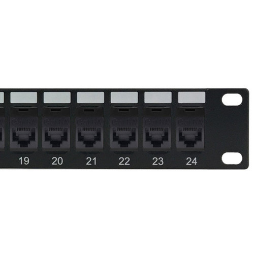 24-Port Cat6a Patch Panel 19 Rackmount 1U - Pass-Through - Black