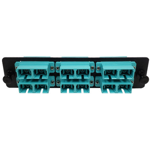 Loaded LGX Adapter Panel with 6x Duplex SCPC Multimode 10G - Black