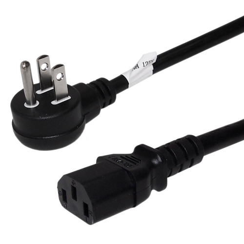 NEMA 5-15P Up Angle to IEC C13 Power Cable - SJT Jacket - 3ft - 18AWG