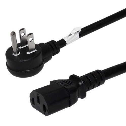 NEMA 5-15P Up Angle to IEC C13 Power Cable - SJT Jacket - 12ft - 18AWG