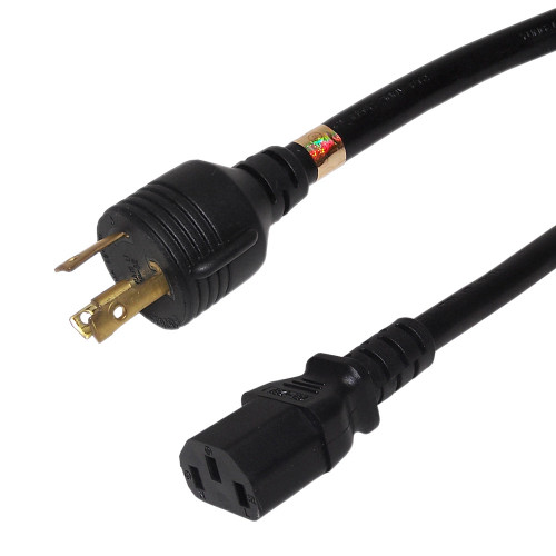 NEMA L6-30P to IEC C13 Power Cable - SJT Jacket - 8ft - 14AWG