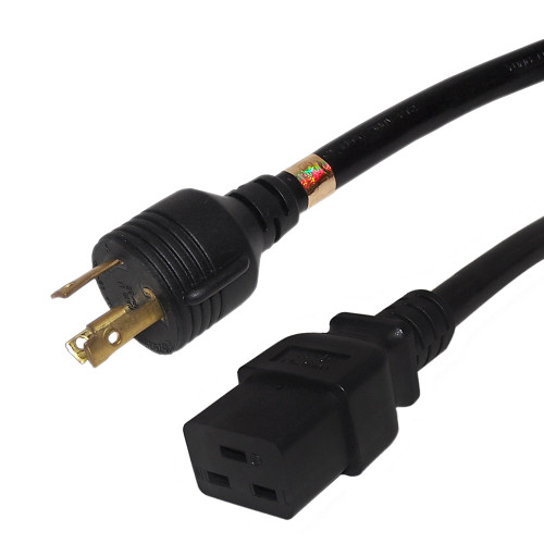 NEMA L6-30P to IEC C19 Power Cable - 12AWG - SJT Jacket - 8ft