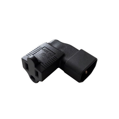 C14 left Angle to 5-15R Right Angle Power Adapter