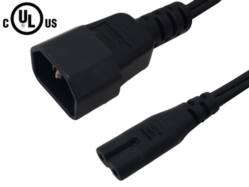 IEC C14 to IEC C7 Power Cable - 18AWG (7A 125V) - SPT-2 - 3ft