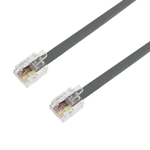 RJ11 Modular Data Cable Straight Through 6P4C - 28AWG - 3ft - Silver