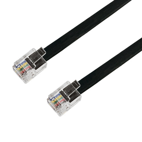 RJ12 Modular Data Cable Straight Through 6P6C - 28AWG - 7ft - Black