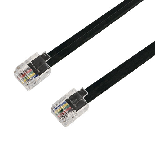 RJ12 Modular Data Cable Cross-Wired 6P6C - 28AWG - 3ft - Black