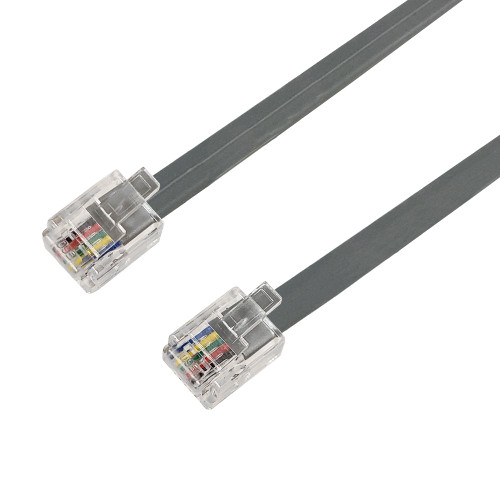 RJ12 Modular Data Cable Cross-Wired 6P6C - 28AWG - 1ft - Silver