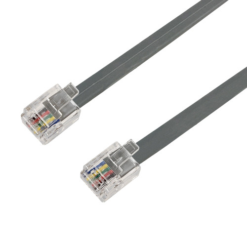 RJ12 Modular Data Cable Cross-Wired 6P6C - 28AWG - 5ft - Silver