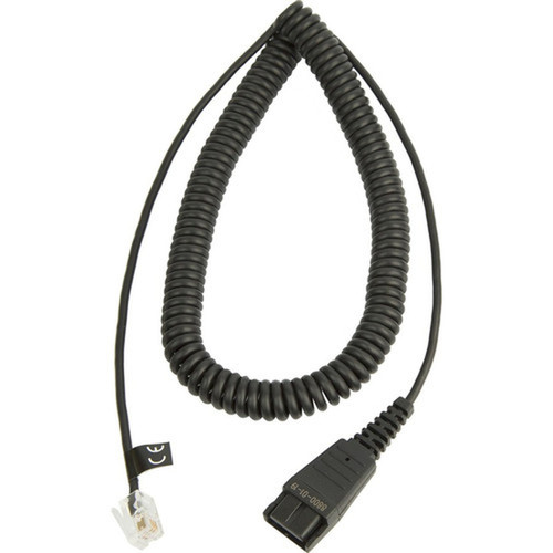 Jabra 8800-01-19 Coiled Phone Audio Cable Adapter - 66 ft Phone Cable - First End Quick Disconnect - Second End RJ-10 Phone - Black 8800-01-19