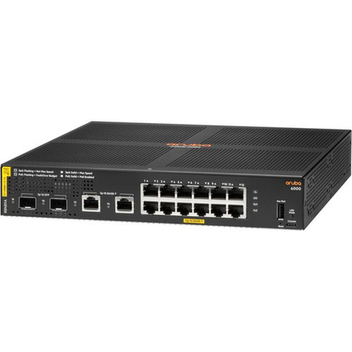 Aruba 6000 48G Class4 PoE 4SFP 370W Switch - 12 Ports - Manageable - Gigabit Ethernet - 101001000Base-T 1001000Base-X - 3 Layer - R8N89AABA