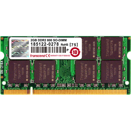 Transcend JetRAM 2GB DDR2 SDRAM Memory Module - For Notebook - 2 GB - DDR2-800/PC2-6400 DDR2 SDRAM - Non-ECC - Unbuffered - 200-pin - (Fleet Network)