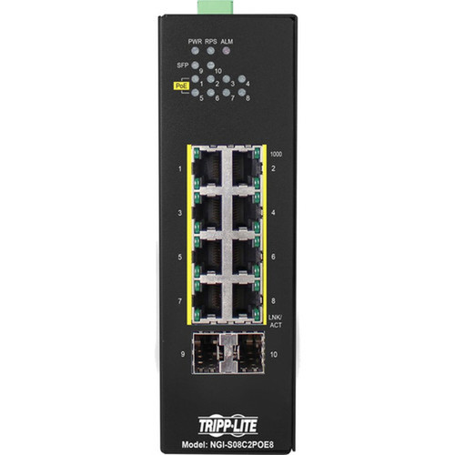 Tripp Lite by Eaton NGI-S08C2POE8 Ethernet Switch - 8 Ports - Manageable - Gigabit Ethernet - 101001000Base-T 100Base-FX - TAA - 2 NGI-S08C2POE8