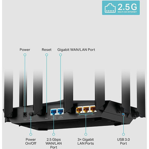 TP-Link Archer AX80 Wi-Fi 6 IEEE 80211ax Ethernet Wireless Router - Dual Band - 240 GHz ISM Band - 5 GHz UNII Band - 8 x Antenna8 x ARCHER AX80