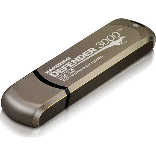 Kanguru Defender3000 FIPS 140-2 Level 3, SuperSpeed USB 3.0 Secure Flash Drive, 128G - 128 GB - USB 3.0 - 256-bit AES - 3 Year - TAA (Fleet Network)