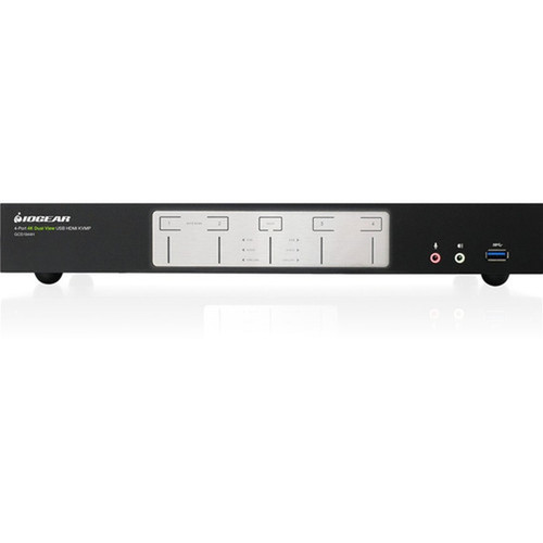 IOGEAR 4-Port 4K Dual View KVMP Switch with HDMI Connection USB 30 Hub and Audio - 4 Computers - 2 Local Users - 4096 x 2160 - 1 GCS1944H