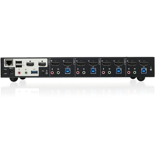 IOGEAR 4-Port 4K Dual View KVMP Switch with HDMI Connection USB 30 Hub and Audio - 4 Computers - 2 Local Users - 4096 x 2160 - 1 GCS1944H