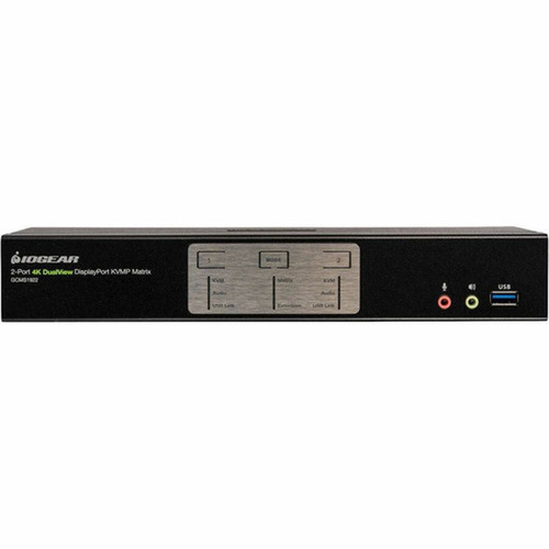 IOGEAR 2-Port 4K Dual View DisplayPort Matrix KVMP - 2 Computers - 1 Local Users - 4K - 4096 x 2160 - 6 x USB - 2 x HDMI - 2 x GCMS1922
