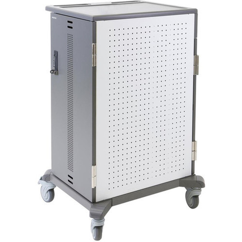 Ergotron YES24 Adjusta Charging Cart  Mobile Makerspace - 3 Shelf - Push Handle Handle - 4 10160 mm Caster Size - Gray White - YES24-CHR-1