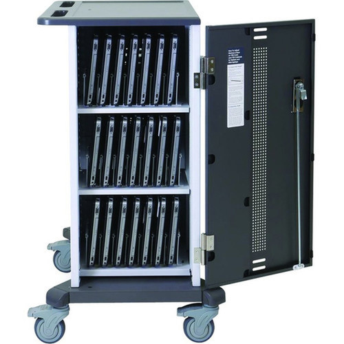 Ergotron YES24 Adjusta Charging Cart  Mobile Makerspace - 3 Shelf - Push Handle Handle - 4 10160 mm Caster Size - Gray White - YES24-CHR-1