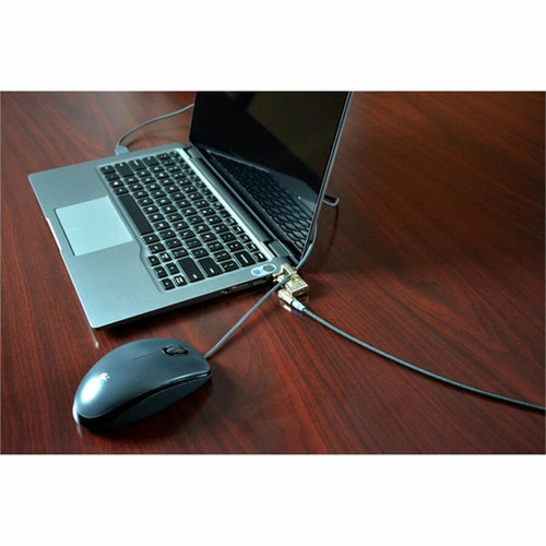 Noble TZ08T Low Profile Wedge Lock with Flat Key - Keyed Alike Lock - Silver - Hardened Stainless Steel Zinc PVC Coated Braided - ft TZ08T-KA