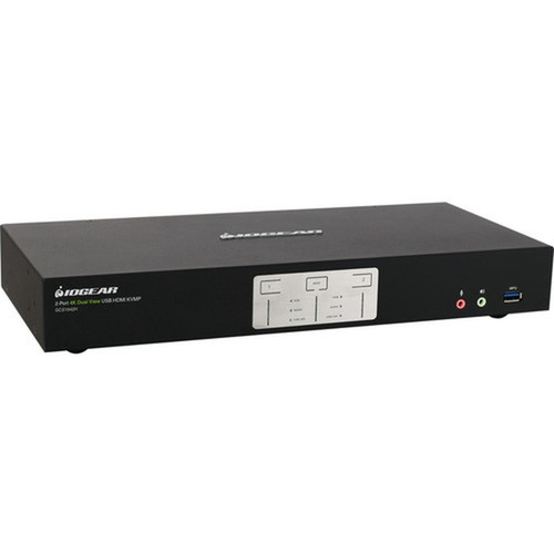 IOGEAR 2-Port 4K Dual View KVMP Switch with HDMI Connection USB 30 Hub and Audio - 2 Computers - 2 Local Users - 4096 x 2160 - 1 GCS1942H
