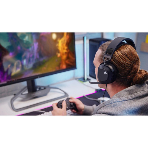 Corsair HS80 RGB USB Wired Gaming Headset - Carbon - Stereo - USB Type A - Wired - 32 Kilo Ohm - 20 Hz - 40 kHz - On-ear - Binaural - CA-9011237-NA