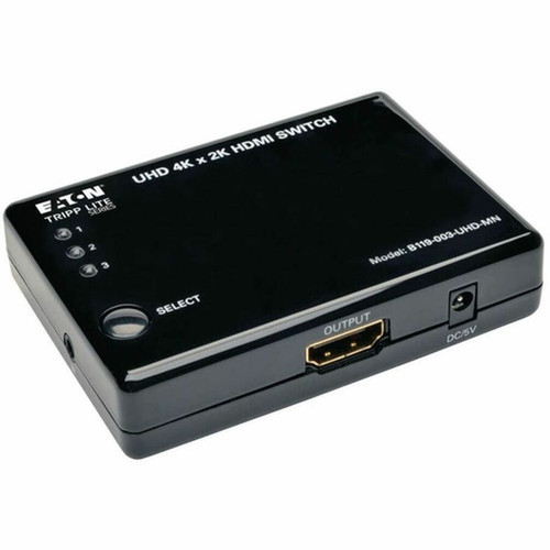 Tripp Lite by Eaton 3-Port HDMI Switch - 3840  2160 - 4K - 3 x 1 - Display Blu-ray Disc Player Gaming Console DVR TV - 1 x HDMI B119-003-UHD-MN